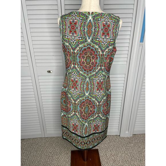 London Times sleeveless bright multi color sheath dress women's size 10 - Picture 3 of 5